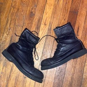 Addison Shoe Co black leather combat boots 10